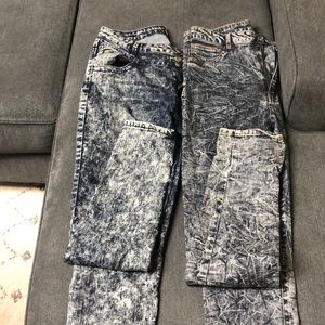 High waist acid washed jeans
